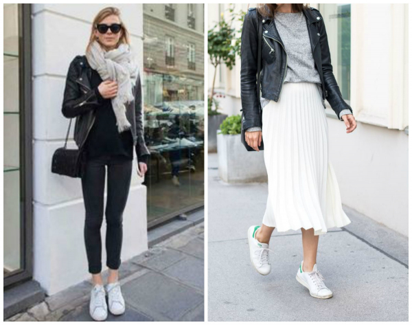 15 модных способов носить белые кроссовки этой весной